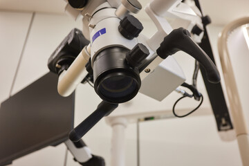 Dental microscope. on the background of modern dentistry. Medical equipment