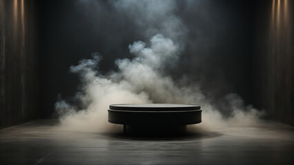 Abstract Ambiance: Dark Smoke Podium on a Dramatic Stage