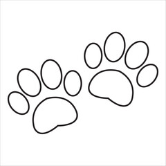 Obraz premium Footprint pet. Paw prints. Dog or cat vector, icon. Stock foot print of cute puppy isolated on white background. Black silhouette paw. . Walks for design. Animal track. Trace foot dog, cat. Vector