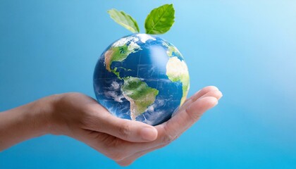 Concept of Sustainable development, eco friendly with hand and planet Earth globe.