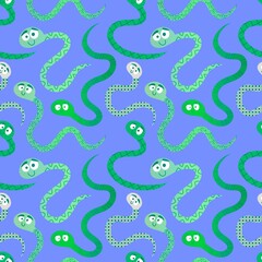 Summer cartoon animals seamless snake pattern for wrapping paper and fabrics and kids print and new 2025 year