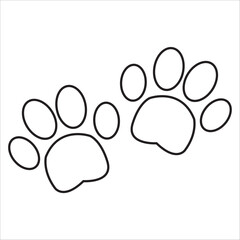 Footprint pet. Paw prints. Dog or cat vector, icon. Stock foot print of cute puppy isolated on white background. Black silhouette paw. . Walks for design. Animal track. Trace foot dog, cat. Vector