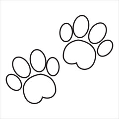 Footprint pet. Paw prints. Dog or cat vector, icon. Stock foot print of cute puppy isolated on white background. Black silhouette paw. . Walks for design. Animal track. Trace foot dog, cat. Vector