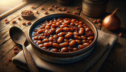 A glamorous illustration of Baked Beans - obrazy, fototapety, plakaty