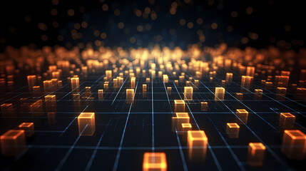 Obraz premium Futuristic technology background of digital glowing waves and network system