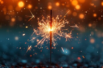 A dazzling sparkler ignites the night sky with fiery sparks, ushering in a new year of explosive celebrations
