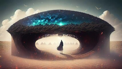 State of mind, astrological horoscope, universe, cosmos. Healing therapy, etc. Mystical surrealism conceptual abstract fantasy art. Suitable for content illustration like religion, meditation, science