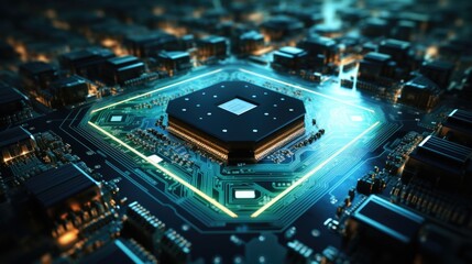 Fototapeta premium Wallpaper, abstract background, a blue check mark icon on a blue digital background, in the style of circuitry