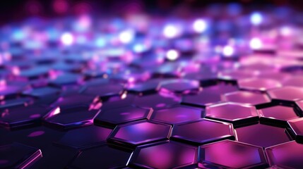 Obraz premium Wallpaper, abstract background, purple hexagon shaped background, in the style of neon-lit urban, dark pink and black