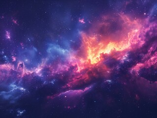 Fototapeta premium A cosmic scene using grainy gradients to depict a universe or a nebula.