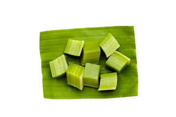 Steamed pandan layer cake. Thai Desserts.