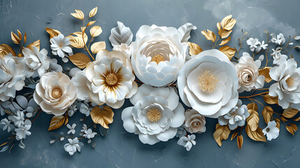 background of volumetric flowers for decoration interior or wall