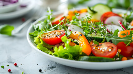 Fototapeta premium salad with tomato, sweet pepper and herbs 