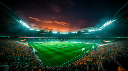 Electric Atmosphere - European Football Match Under Bright Stadium Lights