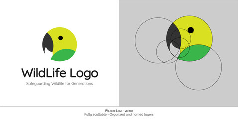 Cute Caribbean parrot bird vector logo on white background. WildLife parrot emblem, mascot © me.hmzaa