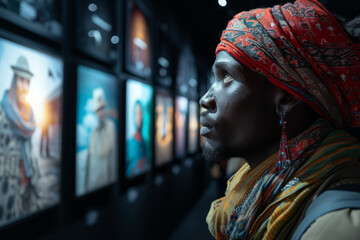 A photo exhibition portraying daily life in various countries, highlighting the beauty of cultural differences. Concept of photography as a window to the world. Generative Ai.