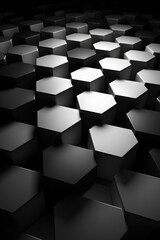 black and white hexagon tiles background on black background