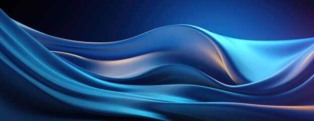 blue wave background., in the style of flowing fabrics, dreamlike composition, sleek metallic finish, flatness of space