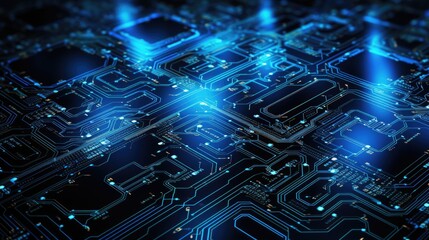 Fototapeta premium blue business or technology background background, in the style of circuitry, flat backgrounds, human connections