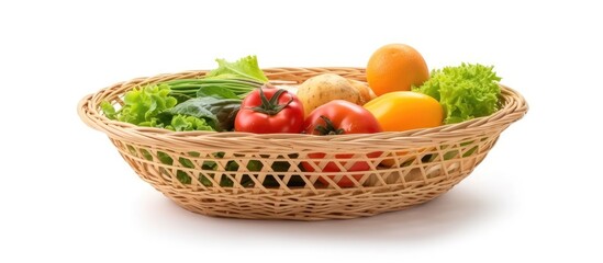 Basket for washing vegetables on white background, with path for cutting out.