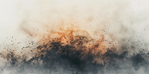 Explosion with Orange Smoke and Dust Cloud