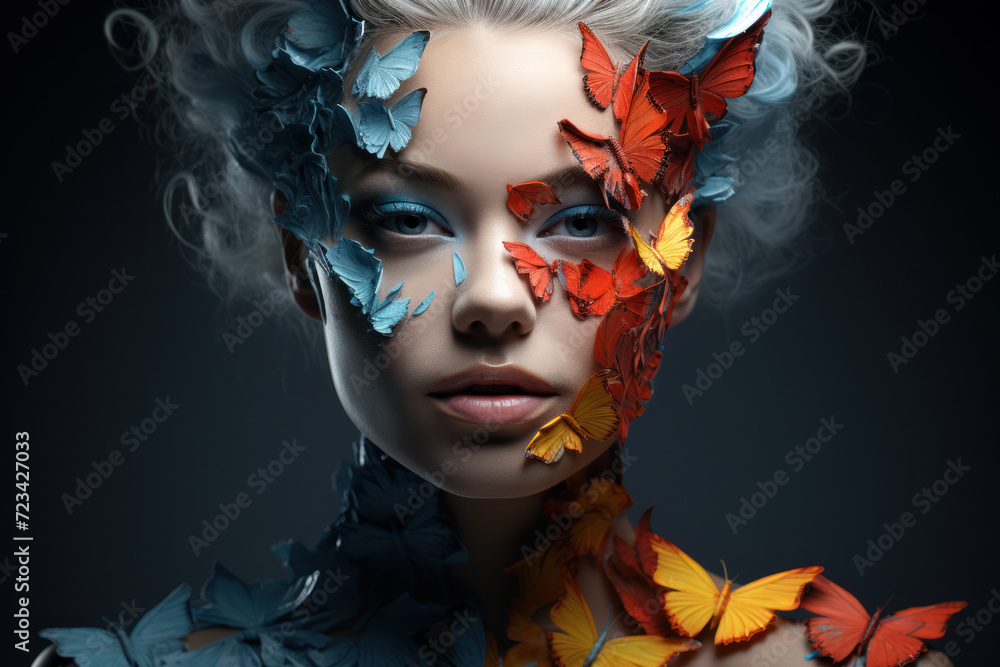 Poster a template highlighting the concept of metamorphosis, utilizing transformative imagery to convey cha