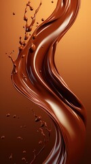 Fototapeta premium Abstract dark chocolate background. brown texture. smooth lines bend. hot dessert