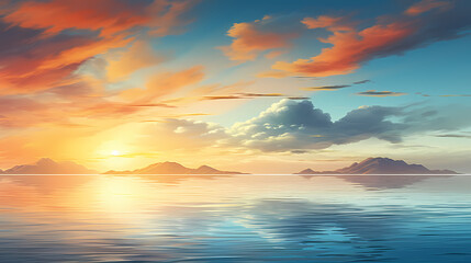 Fototapeta premium Sandy beach with light blue transparent water waves and sunlight, tranquil aerial beach scene