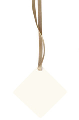 Bright Ivory White Rectangular Cardboard Sale Tag, Beige String, Price Label Badge Background...