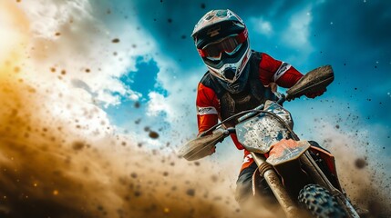 Motocross Racer Taking on the Dirt Track. Generative ai