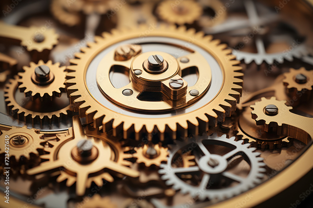 Poster a gears mechanism turning smoothly, depicting the seamless integration and functionality of a well-e
