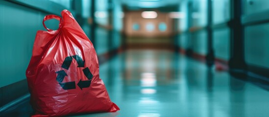 Hospital biohazard bag for infectious waste - obrazy, fototapety, plakaty