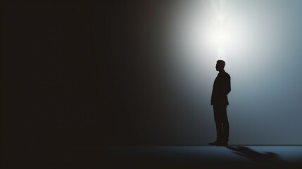 Fototapeta premium Man in the dark having an idea copy space 