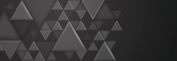 Abstract background with large and small triangular shapes in black and gray colors