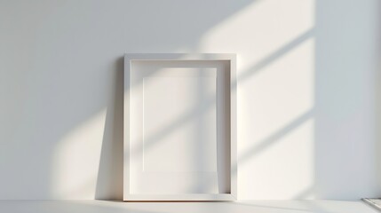 White photo frame with white wall background : Generative AI