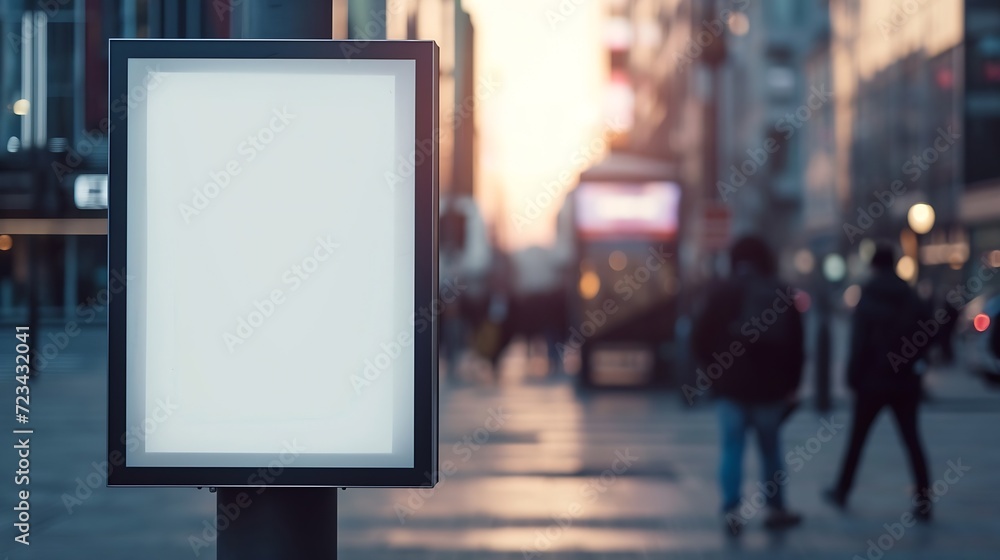 Poster billboard at street corner. blank poster and advertising ad space. digital outdoor lightbox. base fo