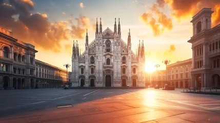  Milan Cathedral, Duomo di Milano, Italy, one of the largest churches in the world on sunrise : Generative AI © Generative AI