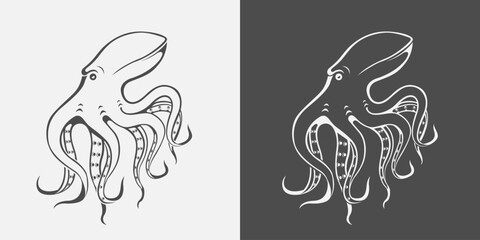 Illustration of Octopus with tentacle vector