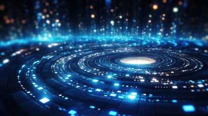 Obraz premium an abstract background of a spiral looped with light lights, in the style of grid, dark sky-blue and white, dotted