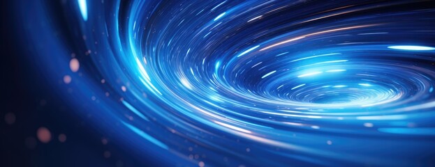 blue abstract swirl rotating with light background, in the style of grid-based, dotted, long exposure, illuminated interiors