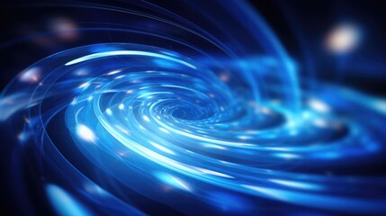 blue abstract swirl rotating with light background, in the style of grid-based, dotted, long exposure, illuminated interiors