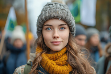 An image of a public demonstration for climate action, showcasing activism and public awareness. Concept of advocacy and community engagement in environmental issues. Generative Ai.