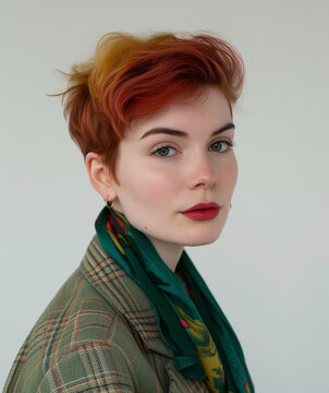 Pretty short haired woman portrait