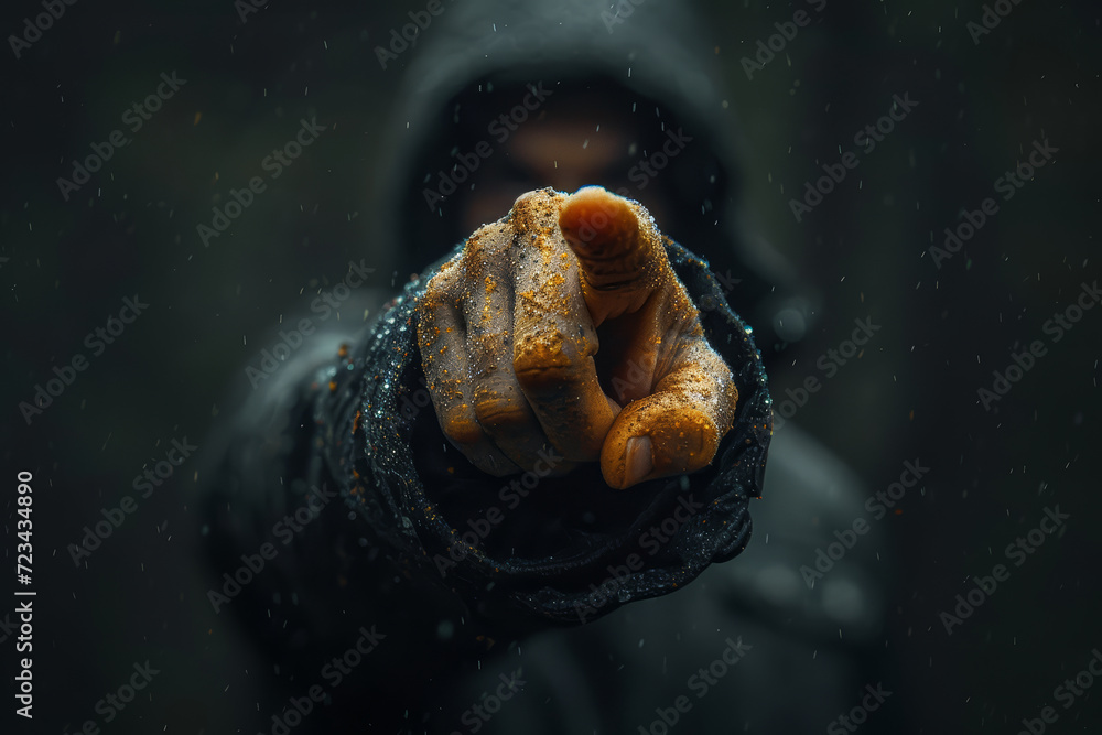 Poster a natural image of an individual using sign language to communicate, highlighting different communic