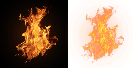 Artistic Fire Illustration on Transparent Background, Art-inspired fire illustration set against a transparent canvas