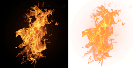 Intense Flames isolated on transparent or white background