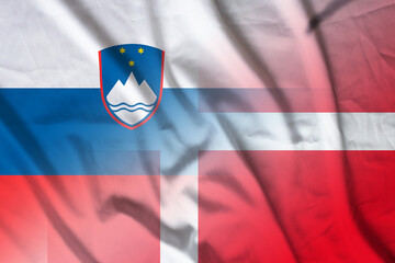 Slovenia and Denmark national flag international relations DNK SVN - obrazy, fototapety, plakaty