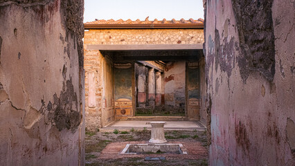 Ruins of an Abandoned Building in the Archaeological site of Pompeii