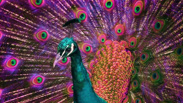 Peacock With Vibrant Colorful Plumage
