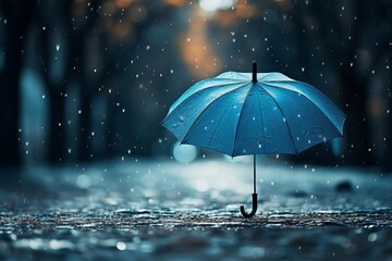 Blues Umbrella in the rain